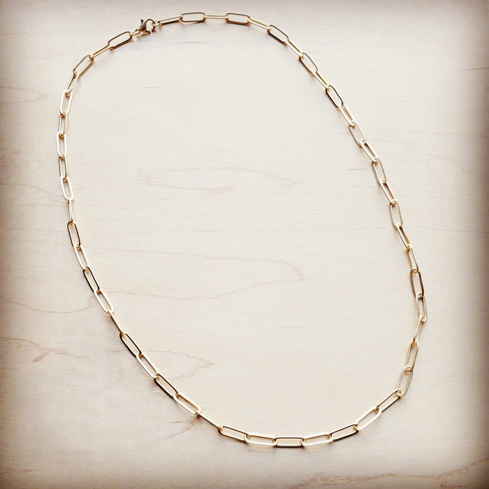 Gold Large Chain Link Layering Necklace 22" length 255o