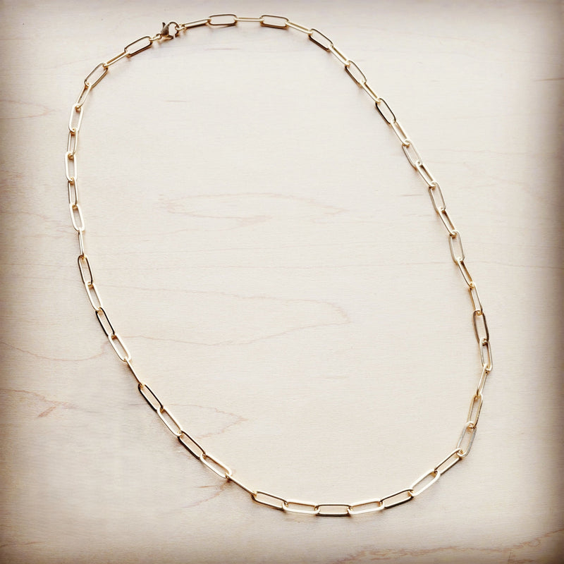 Gold Large Chain Link Layering Necklace 22" length 255o