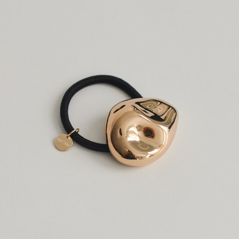 Large Pebble-Shaped Metal Hair Tie | Gold