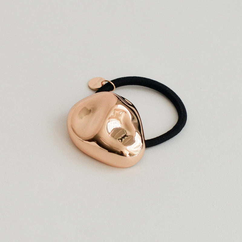 Large Pebble-Shaped Metal Hair Tie | Gold