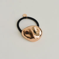 Large Pebble-Shaped Metal Hair Tie | Gold