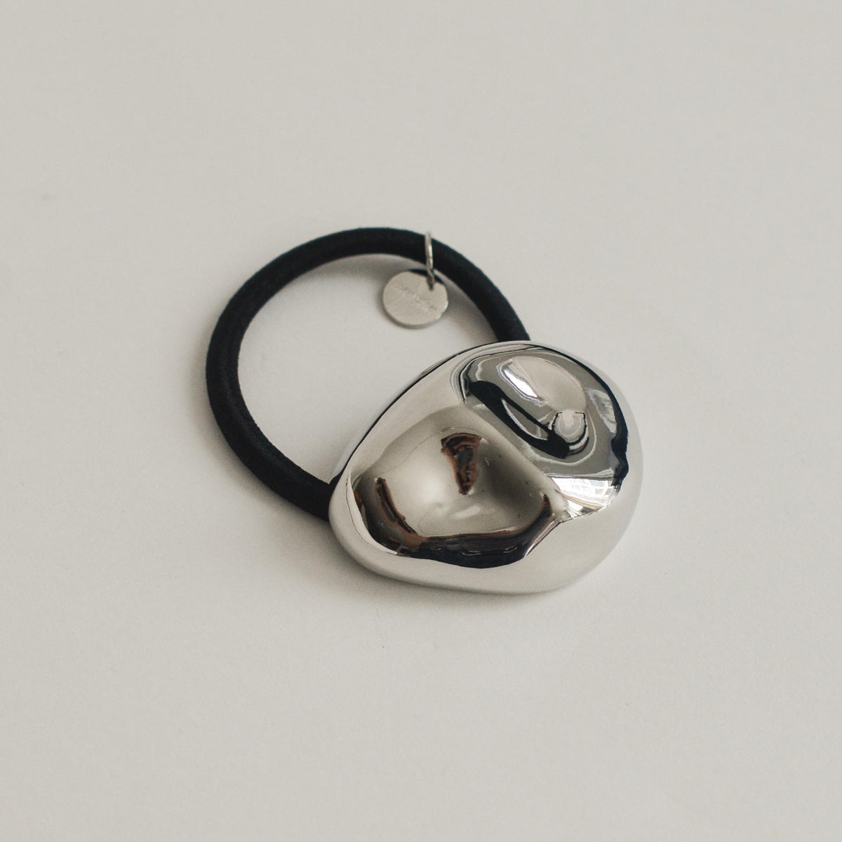 Large Pebble-Shaped Metal Hair Tie | Silver