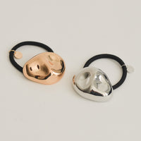 Large Pebble-Shaped Metal Hair Tie | Gold
