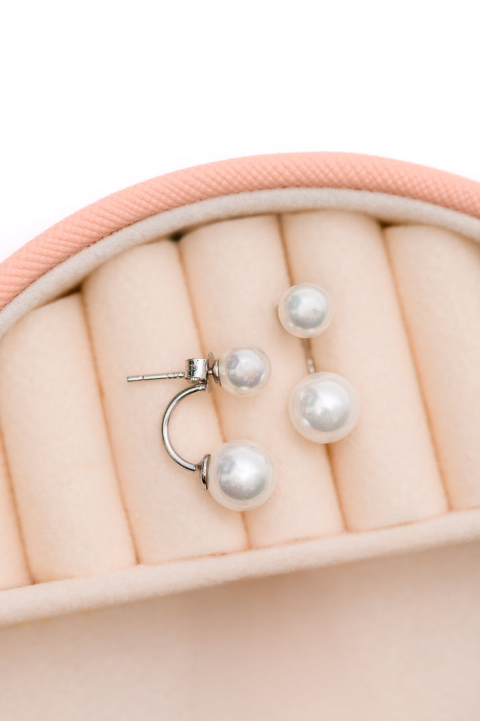 Double Pearl Stud Earrings