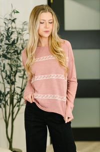 Down to Every Detail Drop Shoulder Long Sleeve in Dusty Rose