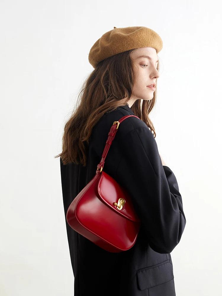 Luxury Retro Saddle Bag | Genuine Leather Brown Handbag