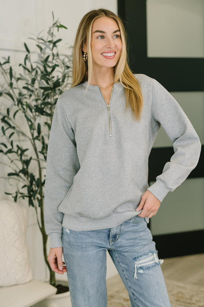 Early Day Quilted Half Zip Pullover - The GlamBox Jewels Boutique