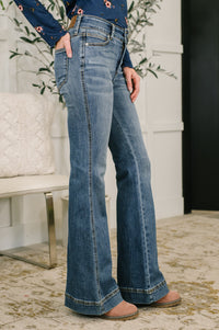 Eva High Waist Flare Tummy Control Double Button Jeans