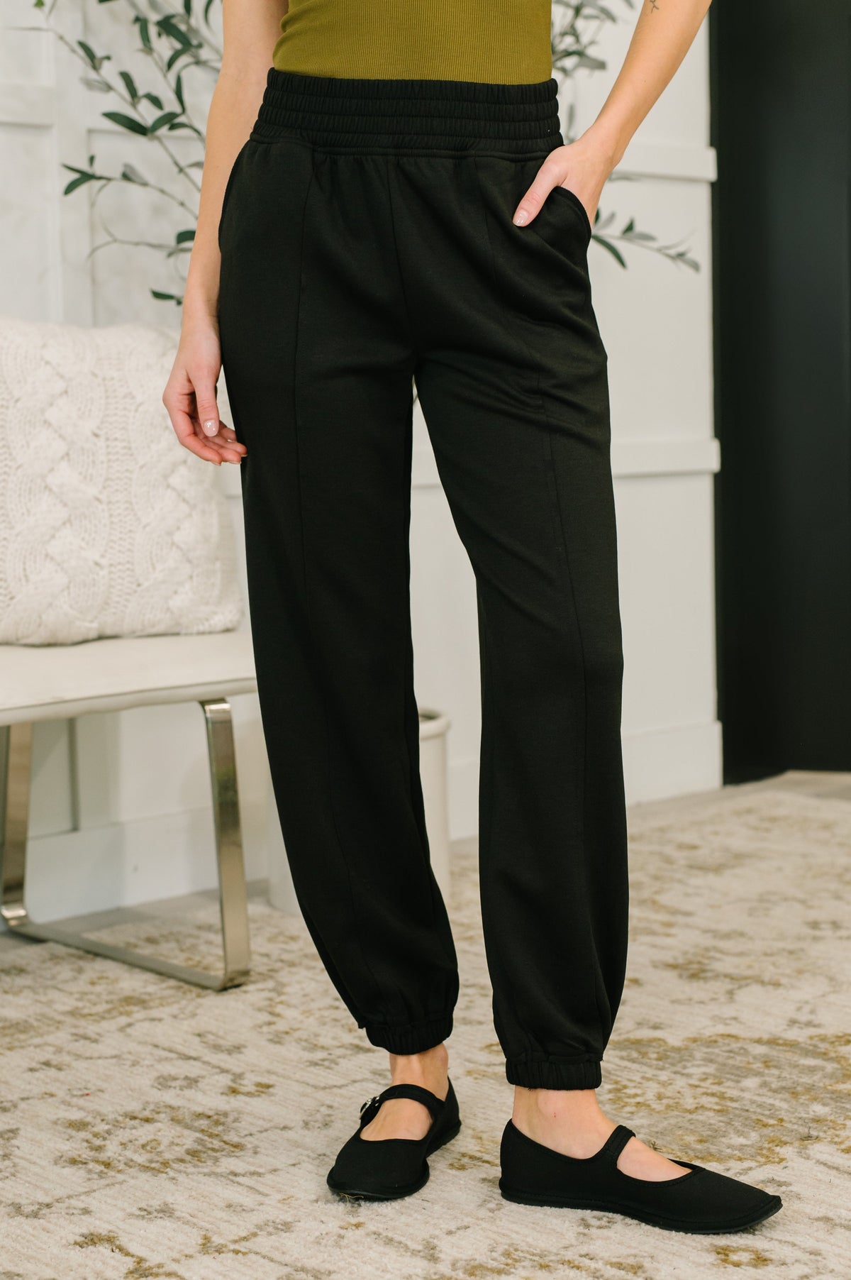 Every Second, Every Hour Jogger Bottoms in Black