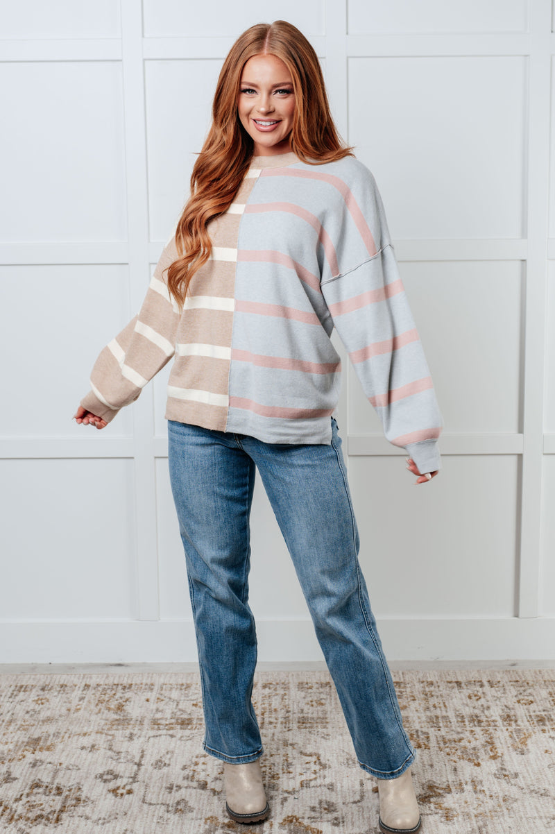 Exceptional Thought Striped Patchwork Sweater