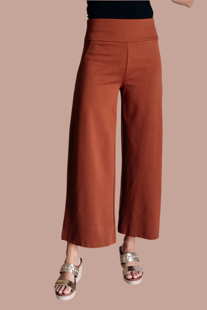 Magic Wide Leg Crop Pants in Rust