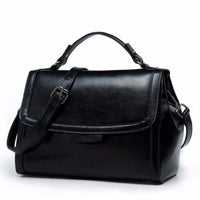 Luxury Genuine Leather Fashion Handbag - Premium Black & Retro Brown