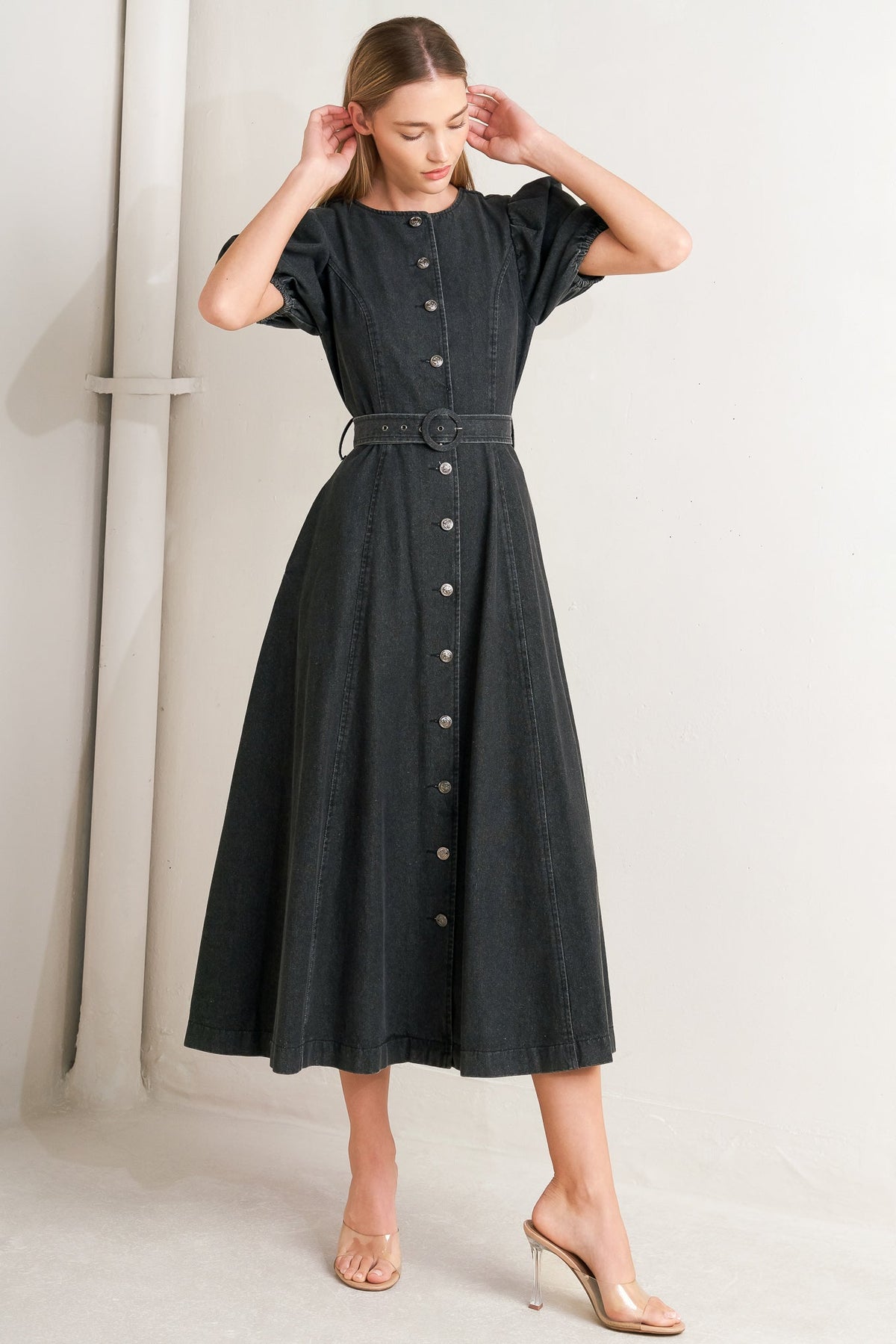 IN MY MIND DENIM MIDI DRESS