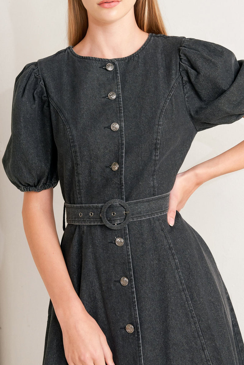 IN MY MIND DENIM MIDI DRESS