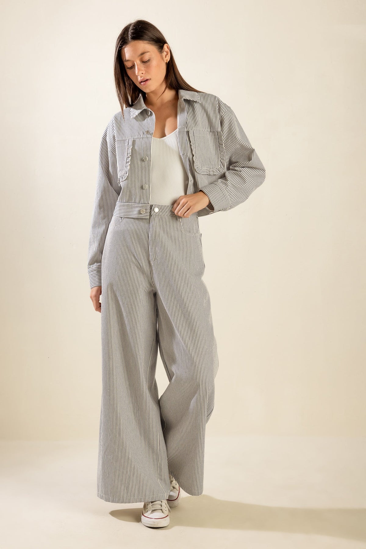 Sinceramente te amo chaqueta corta de sarga