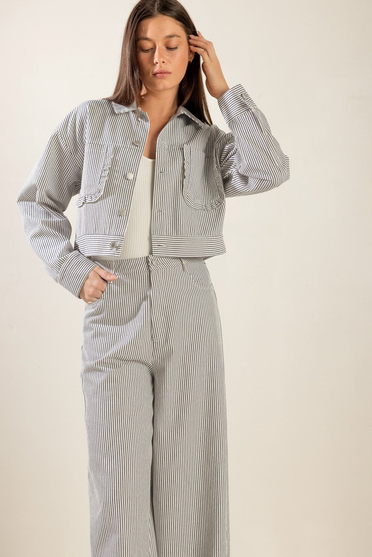 Sinceramente te amo chaqueta corta de sarga