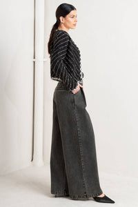 NOIR LINEAR SWEATER KNIT JACKET