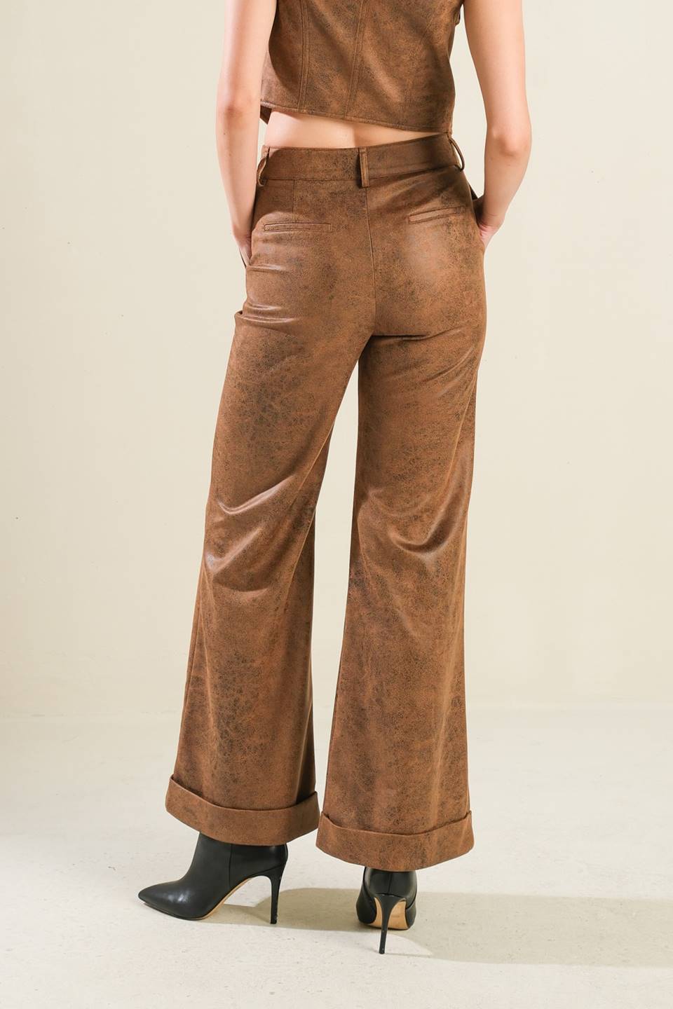 A Gift From Love leather pants back view showing fit and detail