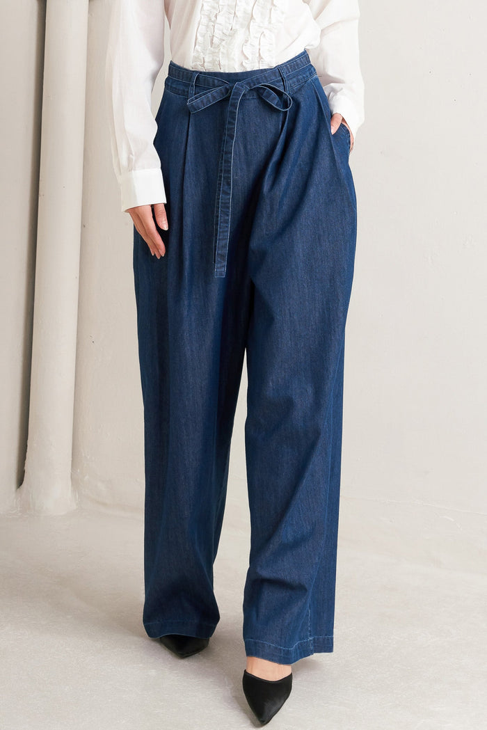 Relaxed Tailored Denim Loose Fitting Pants