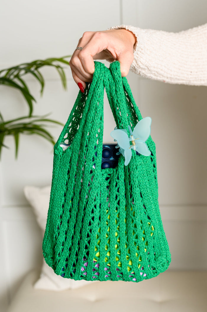 Green girls' open weave handbag with a stylish design from Ave Shops, perfect for casual or chic outfits.