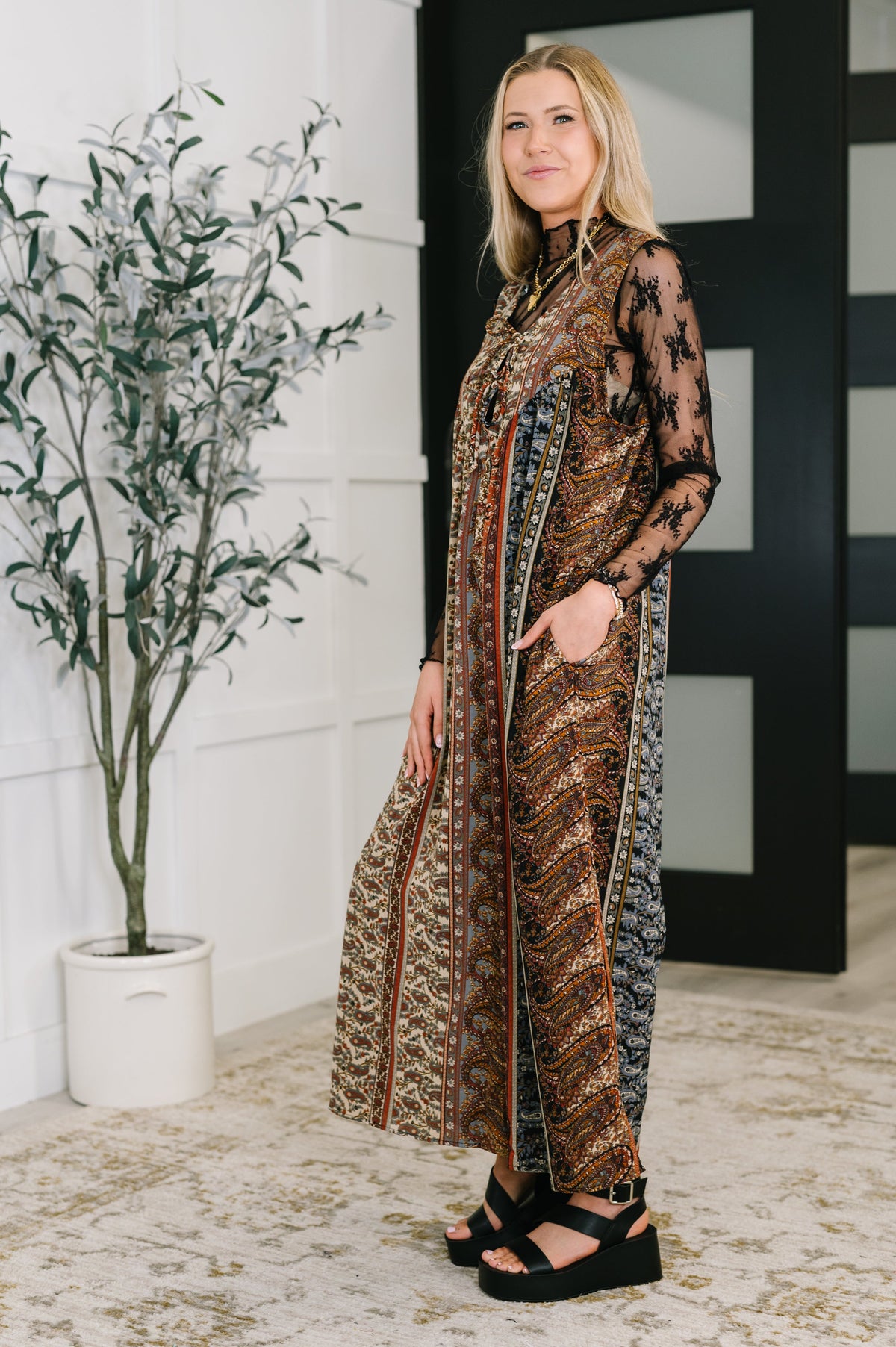Going with the Flow Mixed Print Jumpsuit