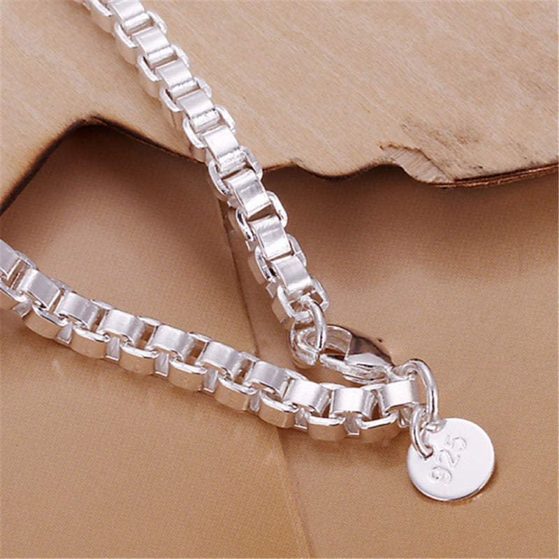 Silver Square Box Chain Bracelet