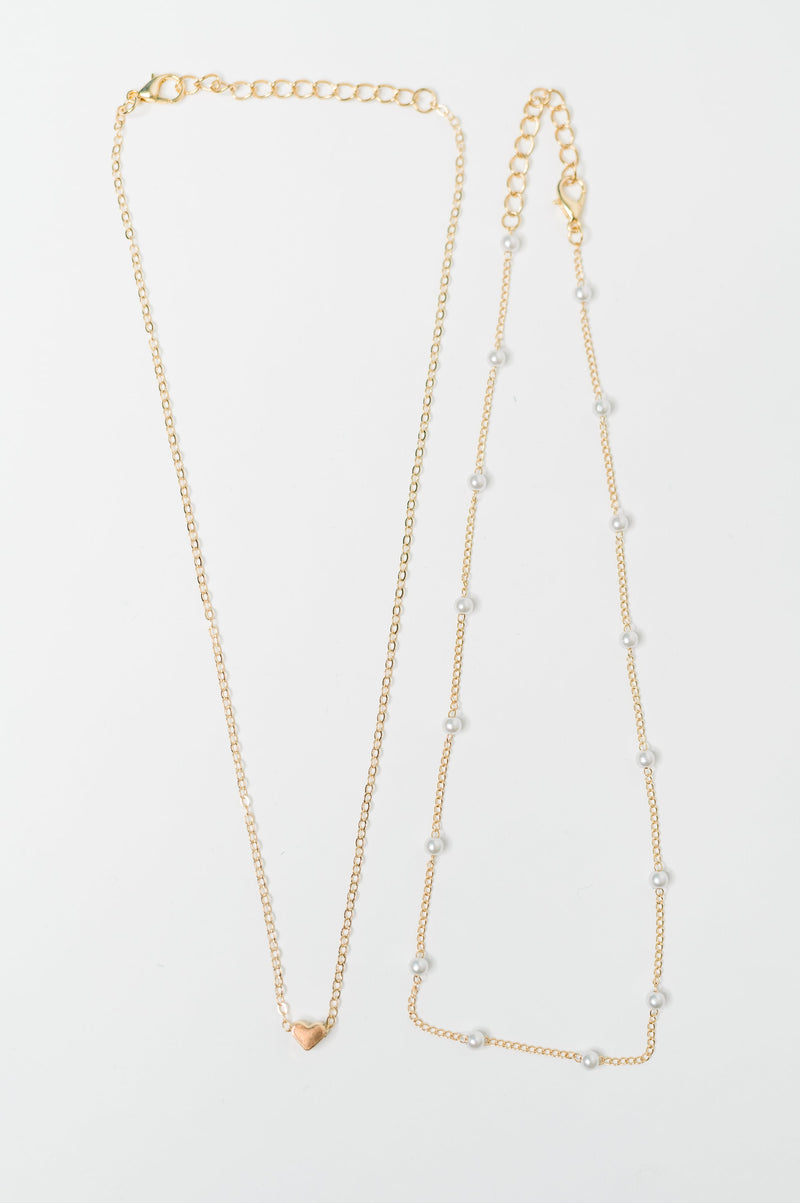 Heart of Gold Pendant Necklace Layered Set in Gold