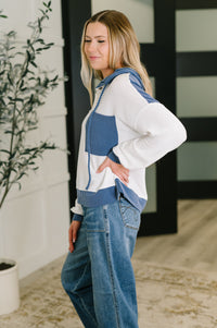 Sudadera con capucha con bloques de color azul Here for Now