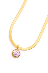 Here to Shine Gold Plated Necklace in Pink