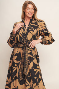 AUTUMN LEAF WOVEN MIDI DRESS