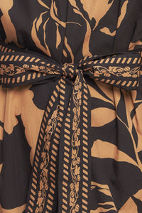 AUTUMN LEAF WOVEN MIDI DRESS