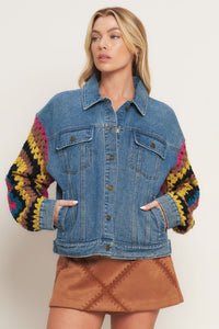 FESTIVAL WEAVE WASHED DENIM JACKET