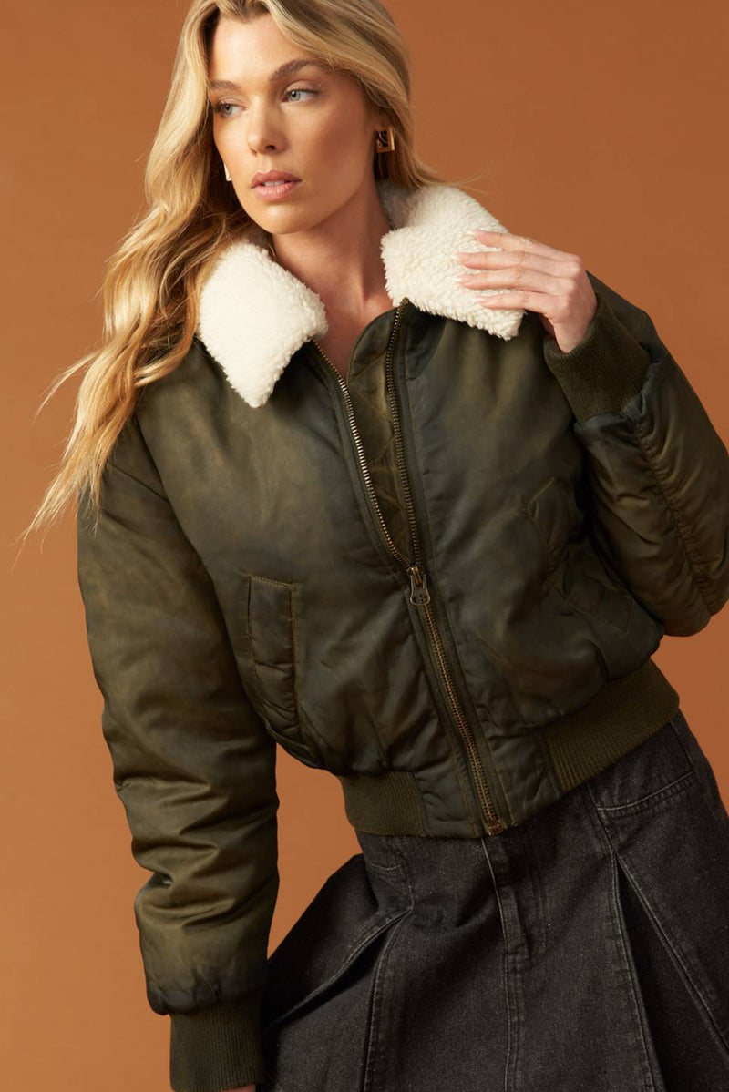 CHAQUETA BOMBER TEJIDA EN TRANCE