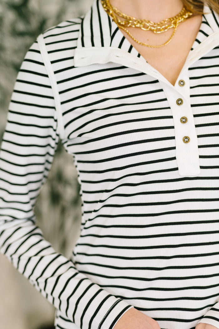 Women's long sleeve Henley top by Ave Shops, featuring a casual button-up design and a comfortable fit.