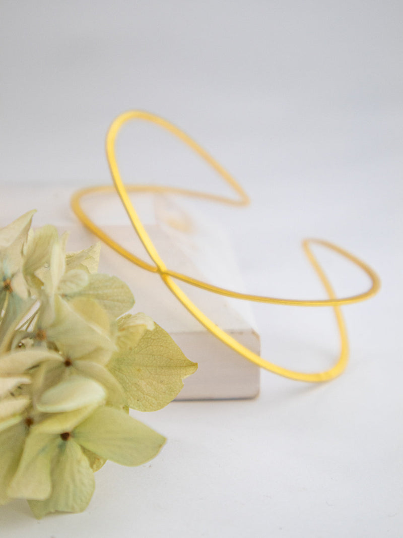 X Leaf Bangle Bracelet