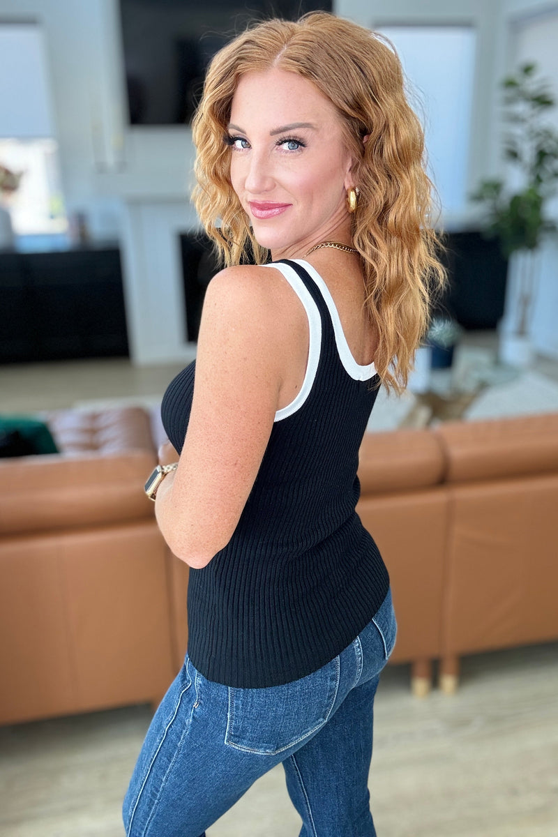 Camiseta sin mangas con ribete en contraste Handled It en negro