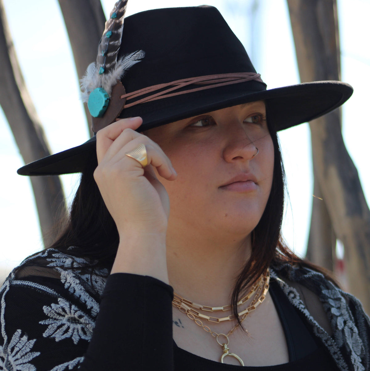 Matte Gold Electroplate Cuff Ring 012b