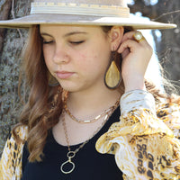 Matte Gold Large Chain Link Layering Necklace 255n