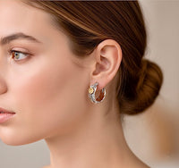 Feather Hoop Earrings with Brass Eagle & Dove