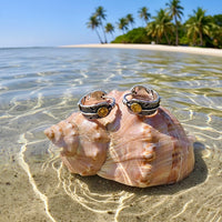 Feather Hoop Earrings with Brass Eagle & Dove