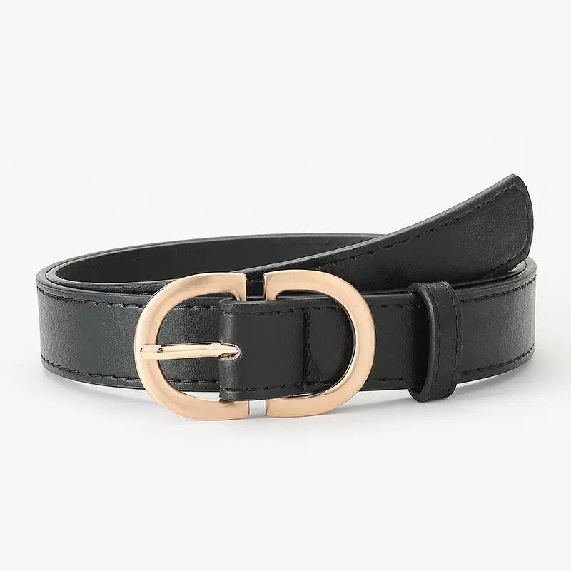 Aili's Corner everyday D ring belt with leather strap and metal D ring buckle for casual wear.