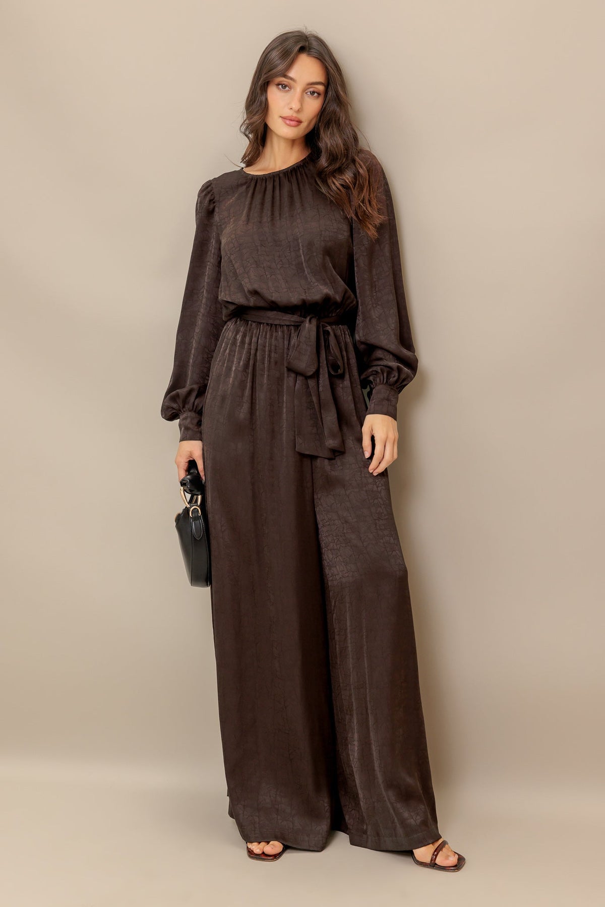 ESPRESSO WHISPER WOVEN JUMPSUIT