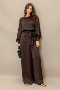 ESPRESSO WHISPER WOVEN JUMPSUIT