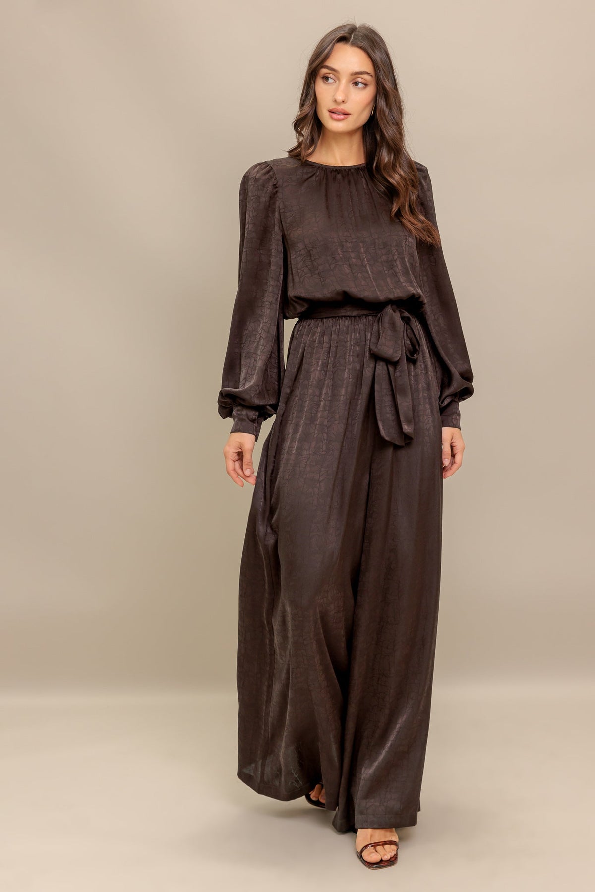ESPRESSO WHISPER WOVEN JUMPSUIT