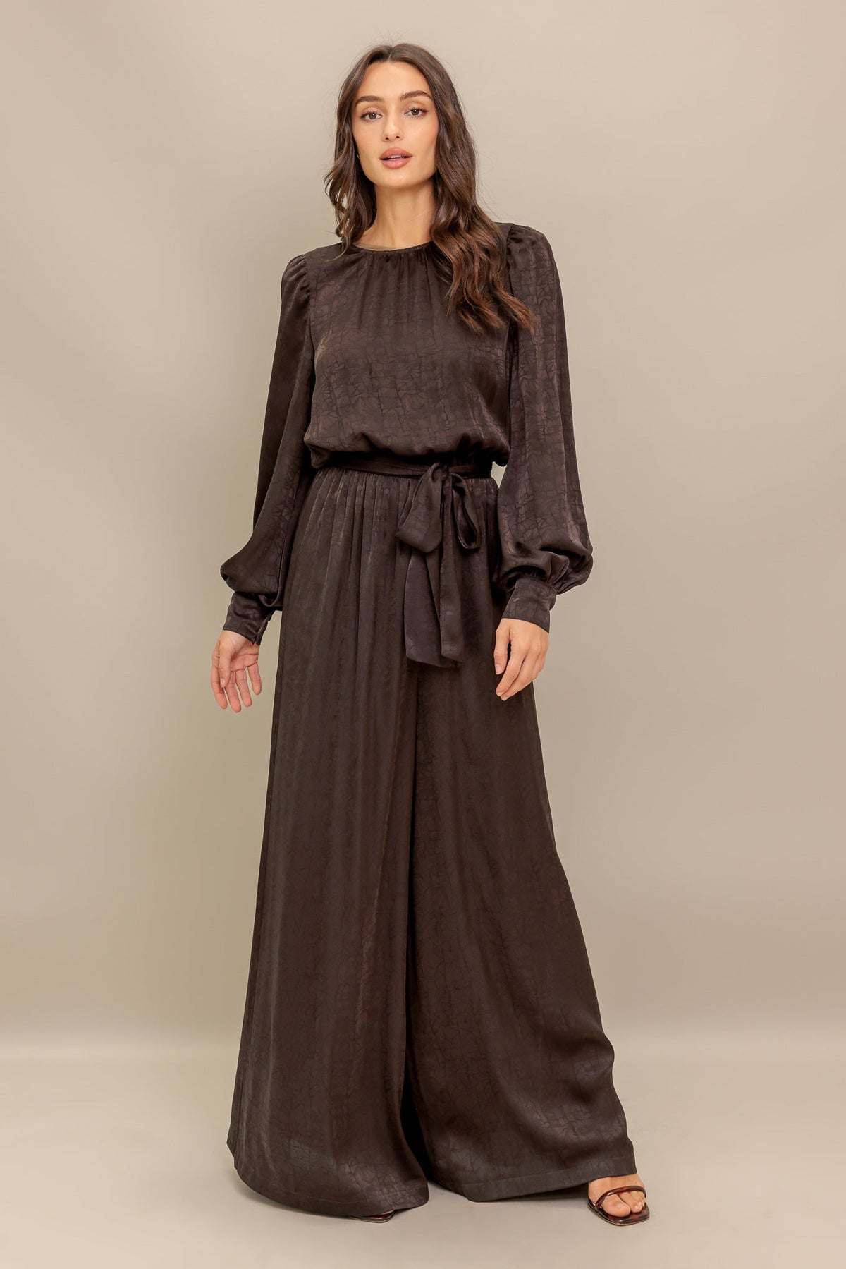 ESPRESSO WHISPER WOVEN JUMPSUIT