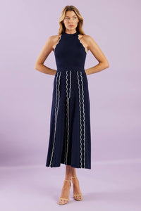 TIME FOR CHEER NAVY SWEATER MIDI DRESS