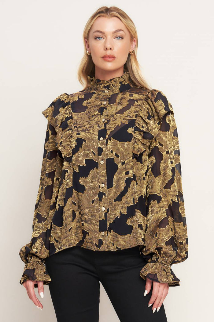 SHADOW GLINT WOVEN TOP