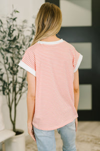 I Wouldn't Mind Short Sleeve Top in Coral - The GlamBox Jewels Boutique