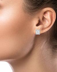 Baguette and Round CZ Earrings - The GlamBox Jewels Boutique