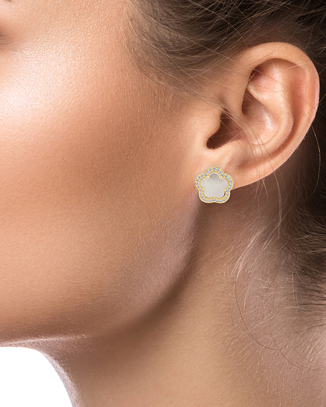 Clover and Pave Studs - The GlamBox Jewels Boutique